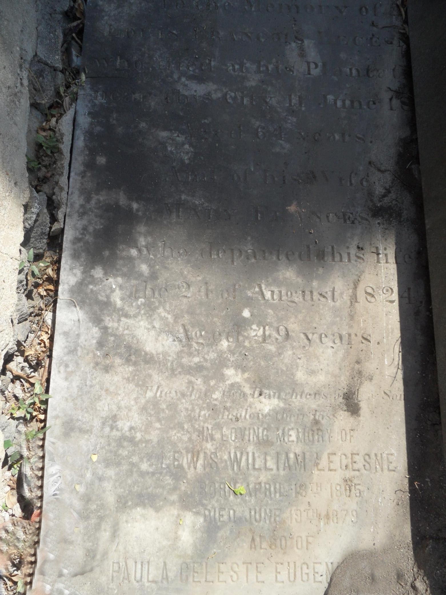 Bottom half of Lecesne gravestone